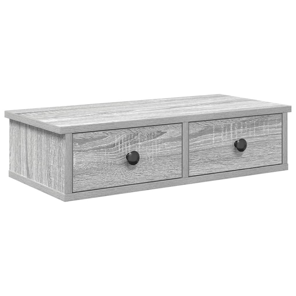 vidaXL Wall Shelf with Drawers Grey Sonoma 60x25x15 cm Engineered Wood