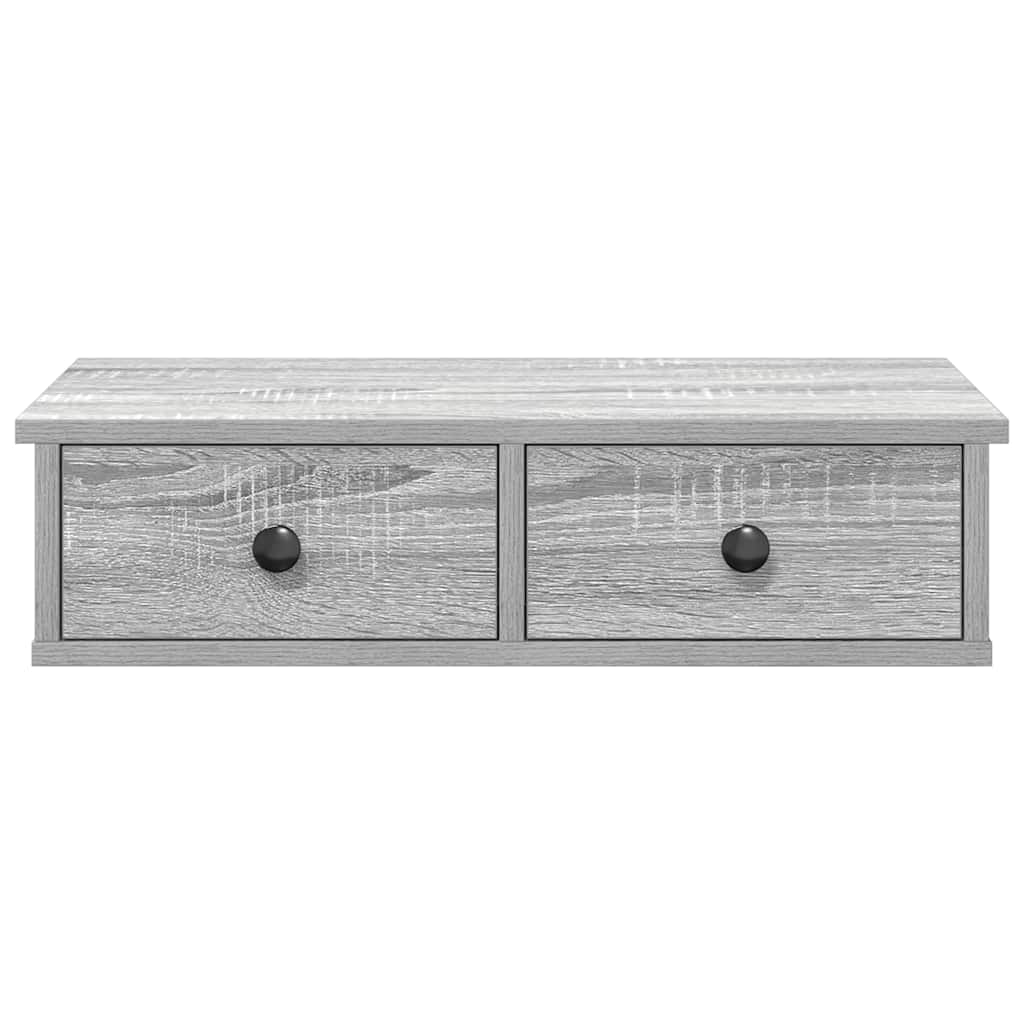 vidaXL Wall Shelf with Drawers Grey Sonoma 60x25x15 cm Engineered Wood