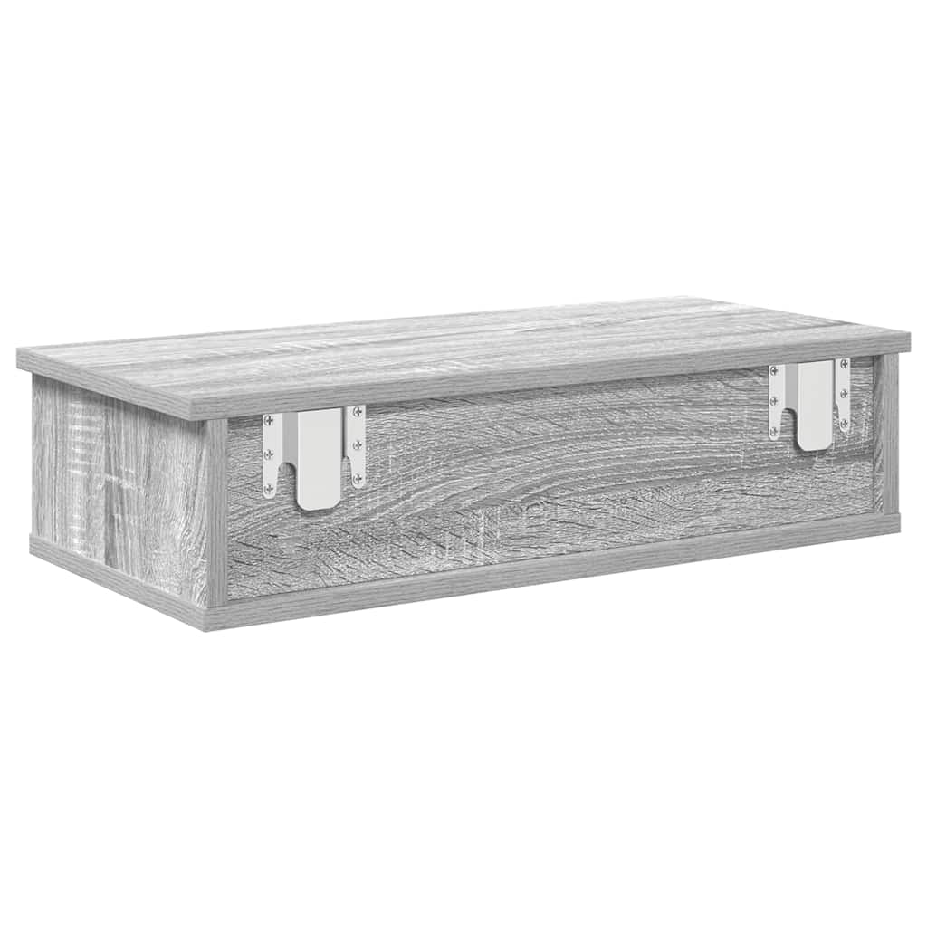 vidaXL Wall Shelf with Drawers Grey Sonoma 60x25x15 cm Engineered Wood