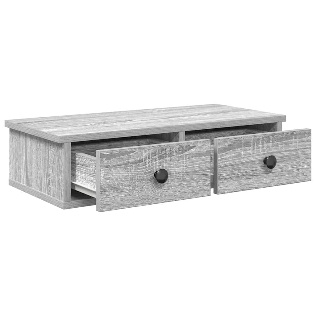 vidaXL Wall Shelf with Drawers Grey Sonoma 60x25x15 cm Engineered Wood