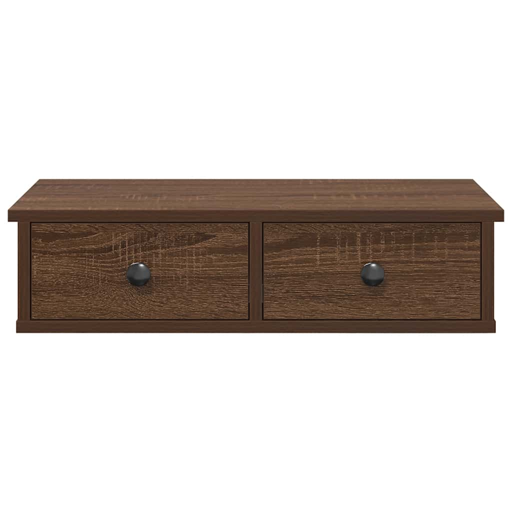 vidaXL Wall Shelf with Drawers Brown Oak 60x25x15 cm Engineered Wood