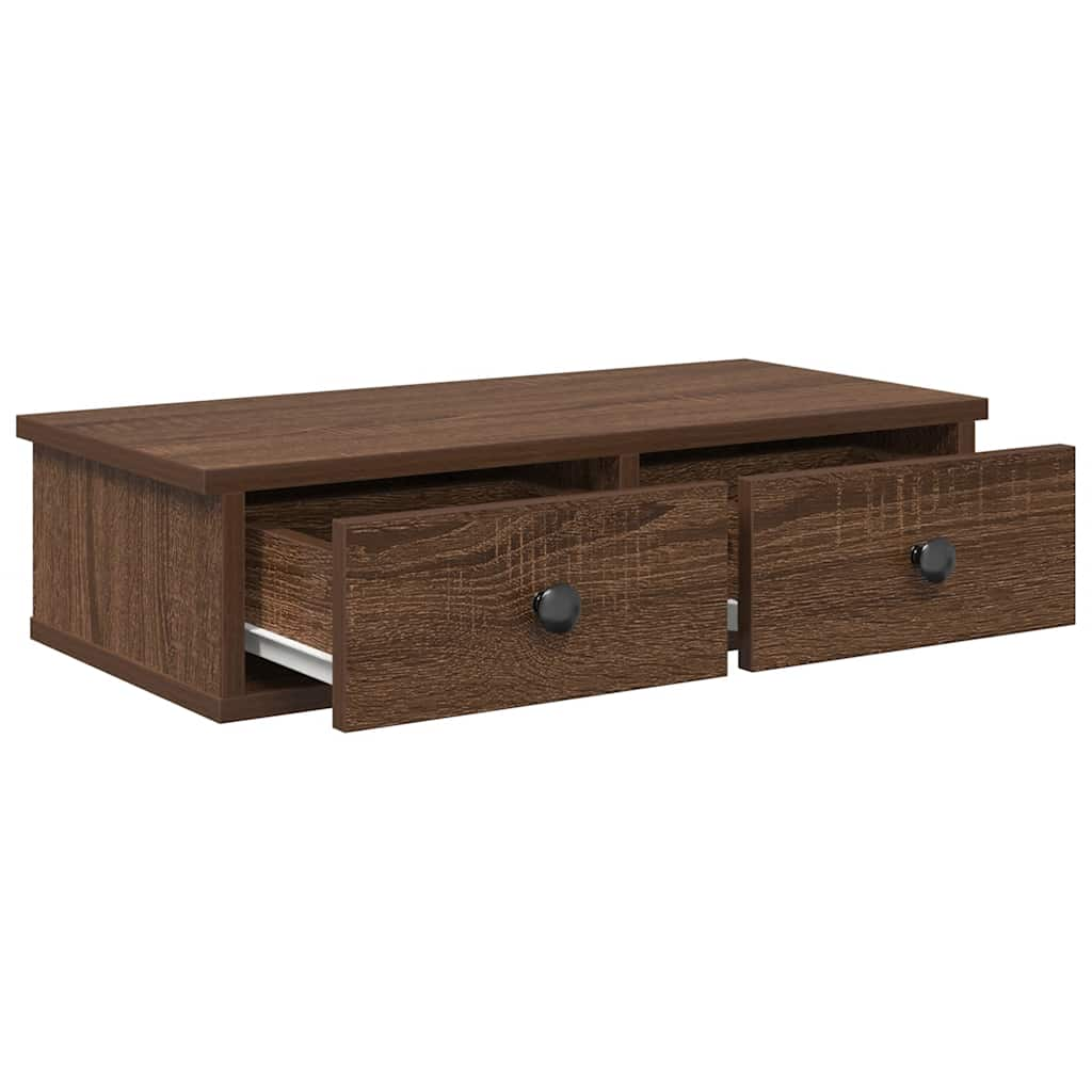 vidaXL Wall Shelf with Drawers Brown Oak 60x25x15 cm Engineered Wood