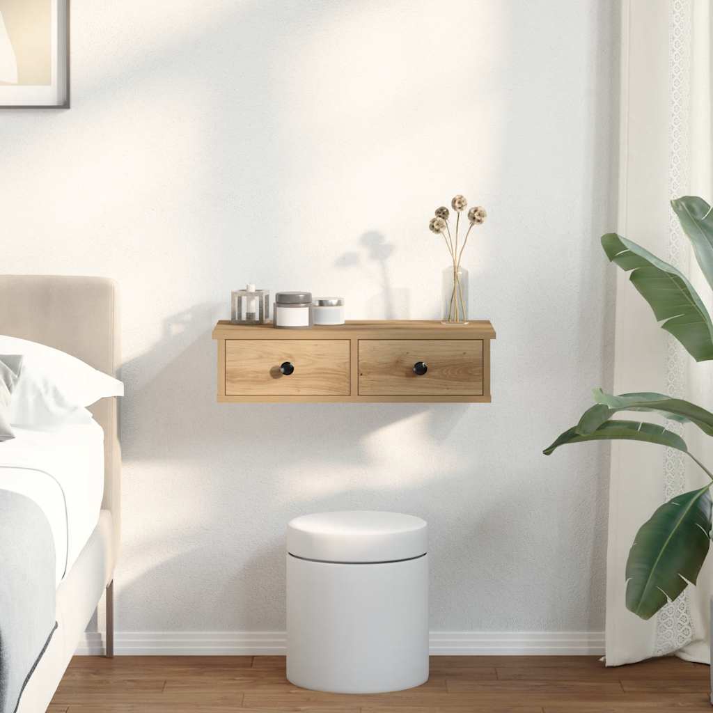 Wall Shelf with Drawers Artisian Oak 60x28x15 cm Engineered Wood