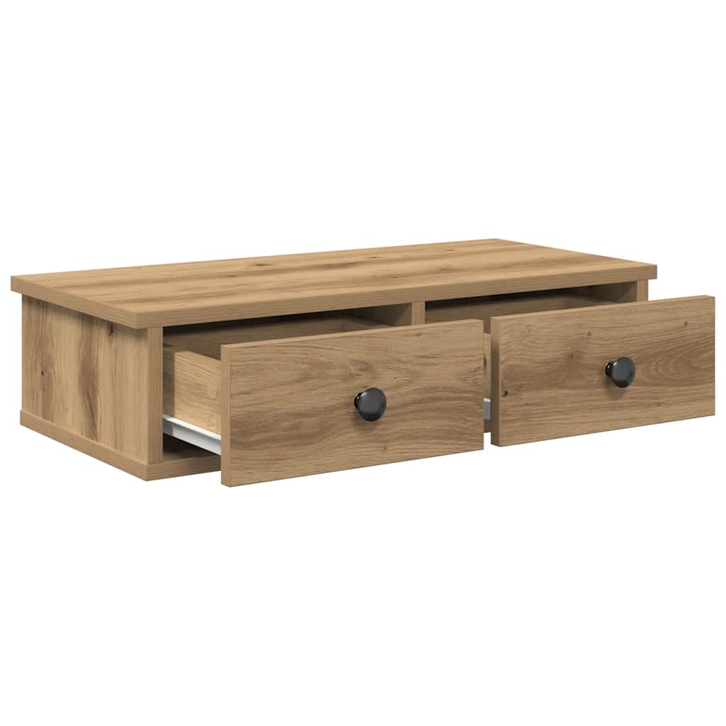 Wall Shelf with Drawers Artisian Oak 60x28x15 cm Engineered Wood