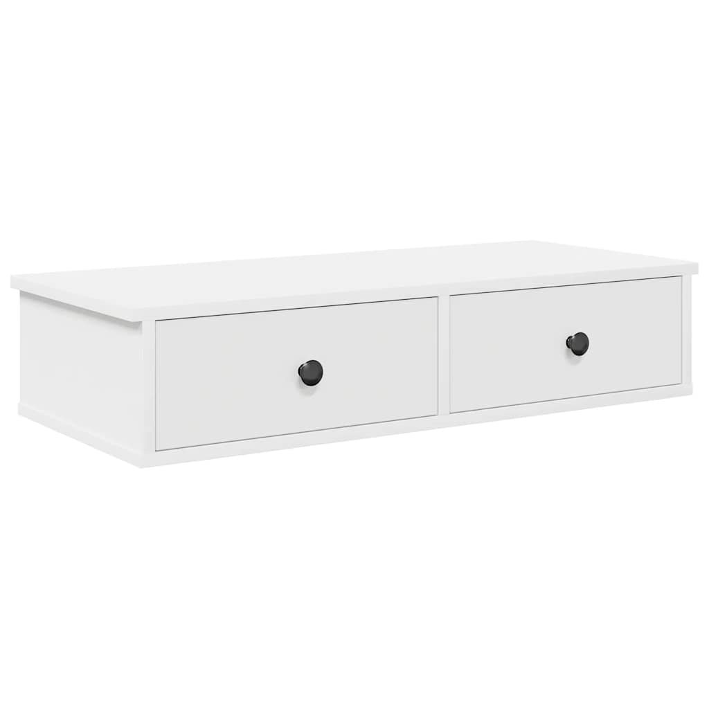 vidaXL Wall Shelf with Drawers White 80x31x17 cm Engineered Wood