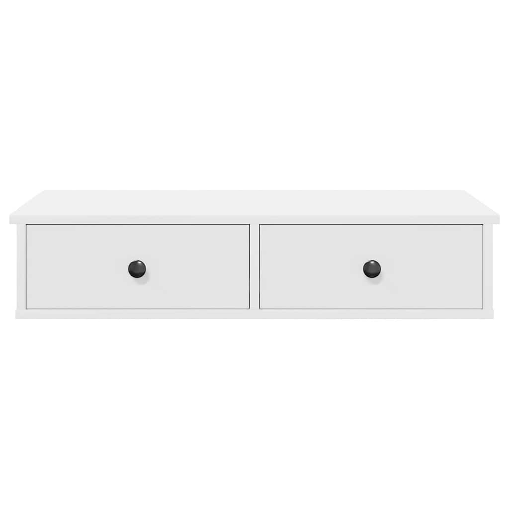 vidaXL Wall Shelf with Drawers White 80x31x17 cm Engineered Wood