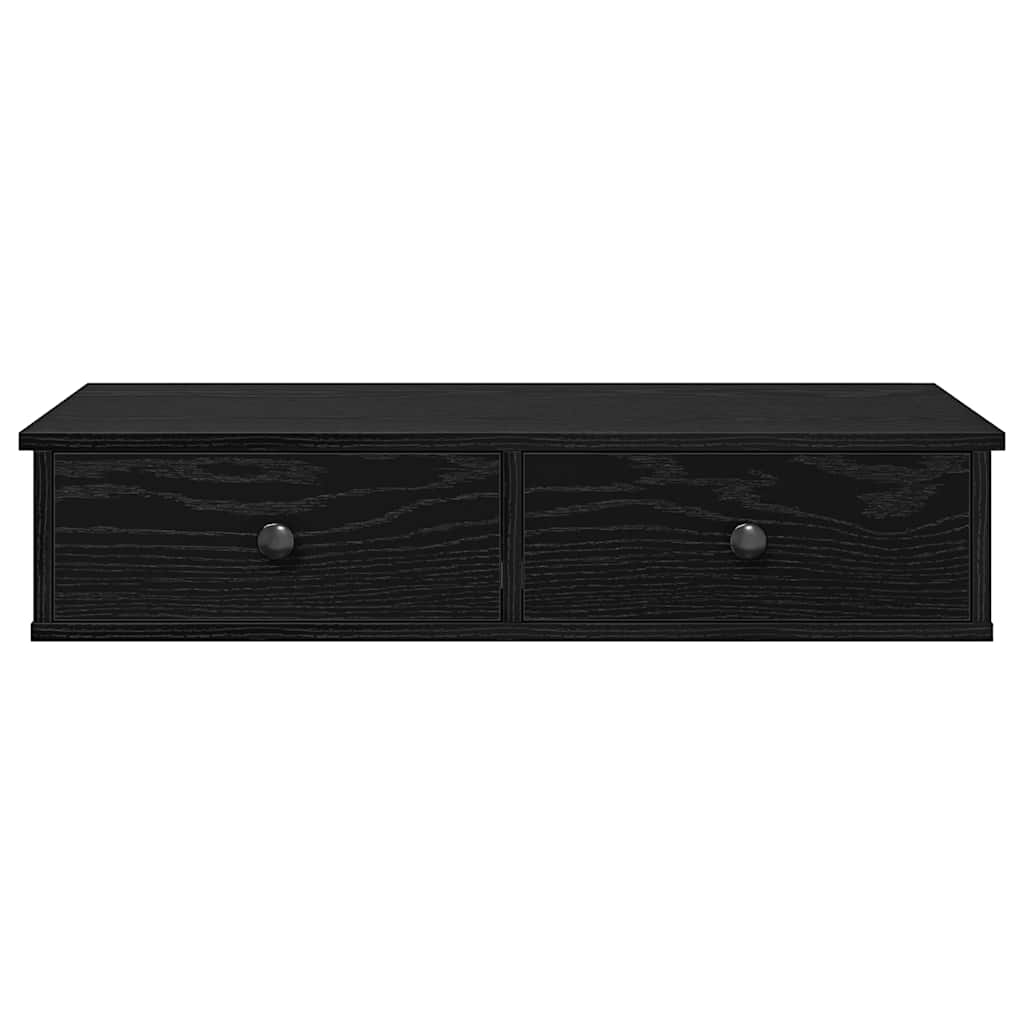 Wall Shelf with Drawers Black 80x31x17 cm Engineered Wood