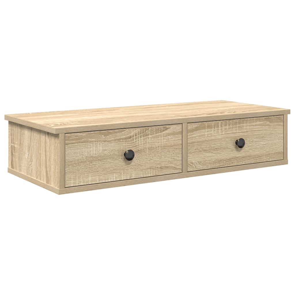 vidaXL Wall Shelf with Drawers Sonoma Oak 80x31x17 cm Engineered Wood