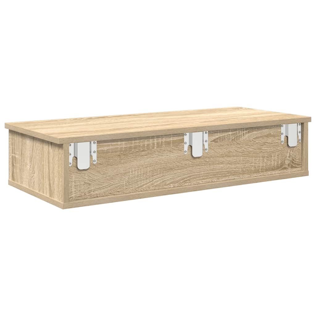 vidaXL Wall Shelf with Drawers Sonoma Oak 80x31x17 cm Engineered Wood