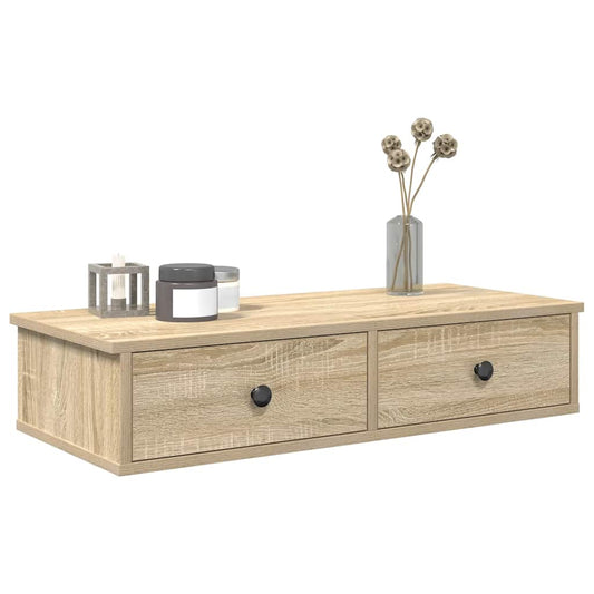 vidaXL Wall Shelf with Drawers Sonoma Oak 80x31x17 cm Engineered Wood