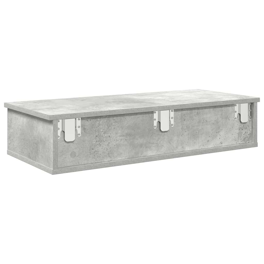 vidaXL Wall Shelf with Drawers Concrete Grey 80x31x17 cm Engineered Wood