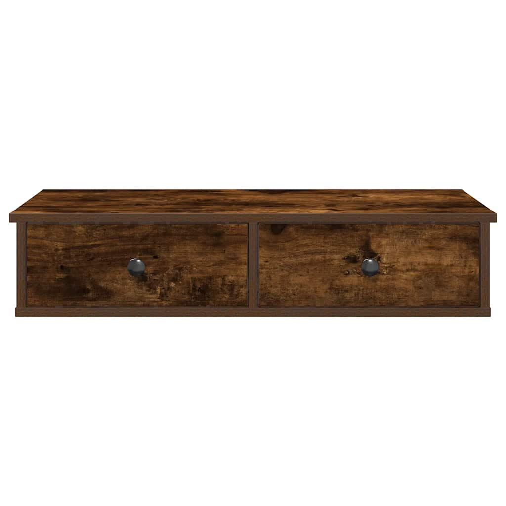 vidaXL Wall Shelf with Drawers Smoked Oak 80x31x17 cm Engineered Wood