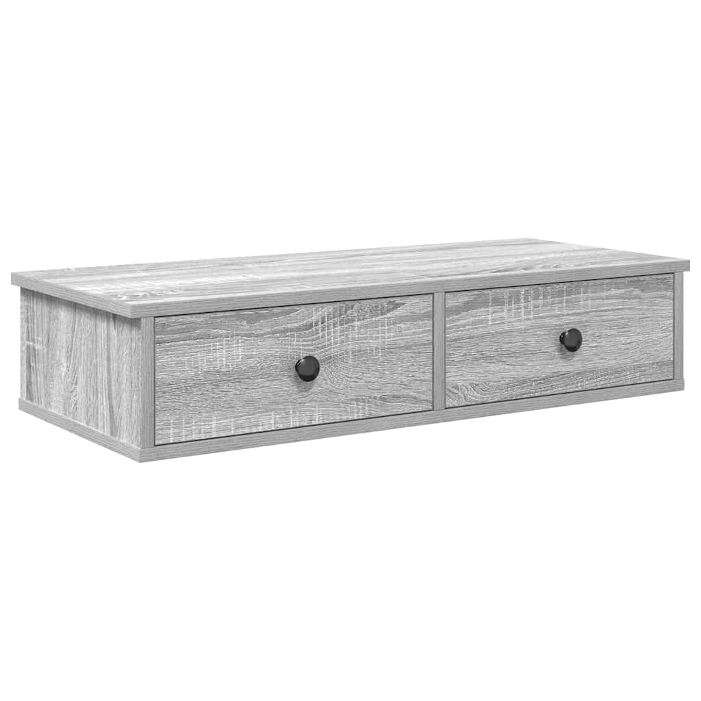 vidaXL Wall Shelf with Drawers Grey Sonoma 80x31x17 cm Engineered Wood