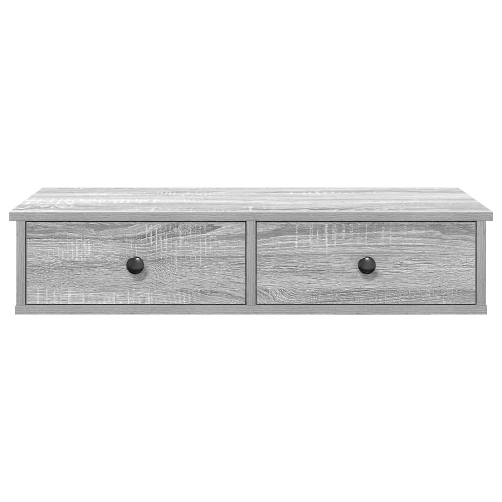 vidaXL Wall Shelf with Drawers Grey Sonoma 80x31x17 cm Engineered Wood