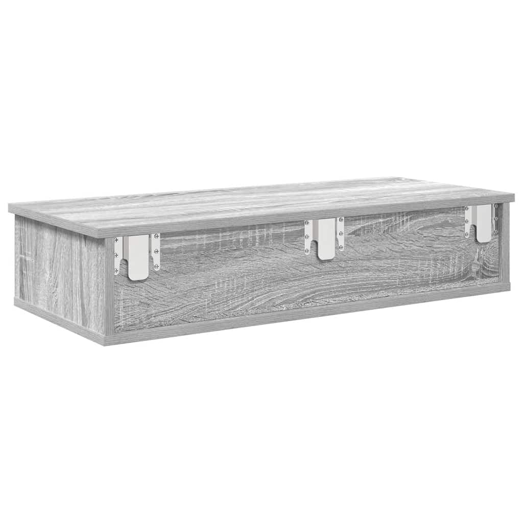 vidaXL Wall Shelf with Drawers Grey Sonoma 80x31x17 cm Engineered Wood