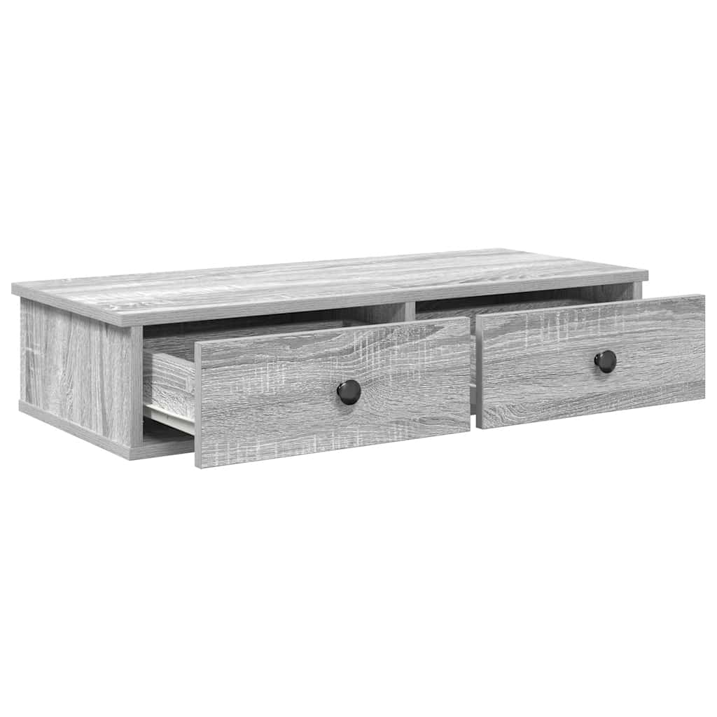 vidaXL Wall Shelf with Drawers Grey Sonoma 80x31x17 cm Engineered Wood