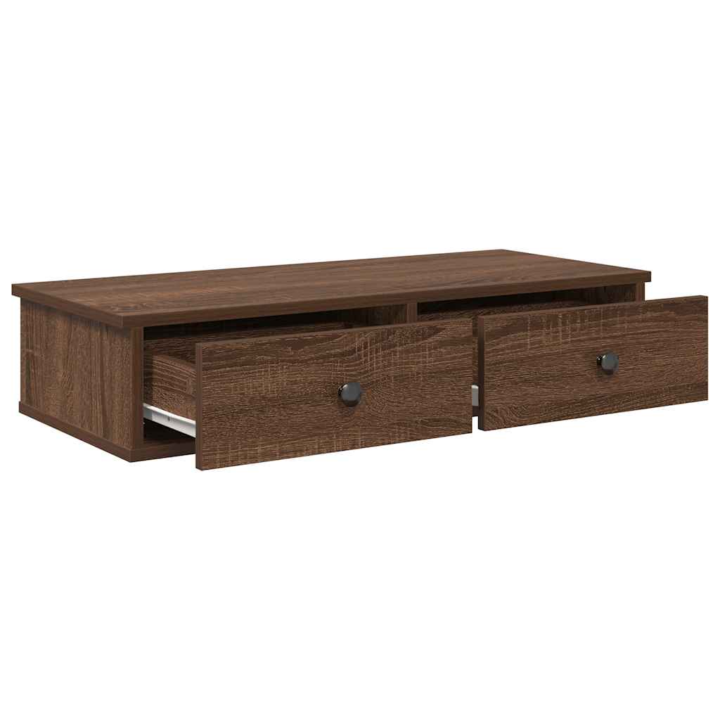 vidaXL Wall Shelf with Drawers Brown Oak 80x31x17 cm Engineered Wood