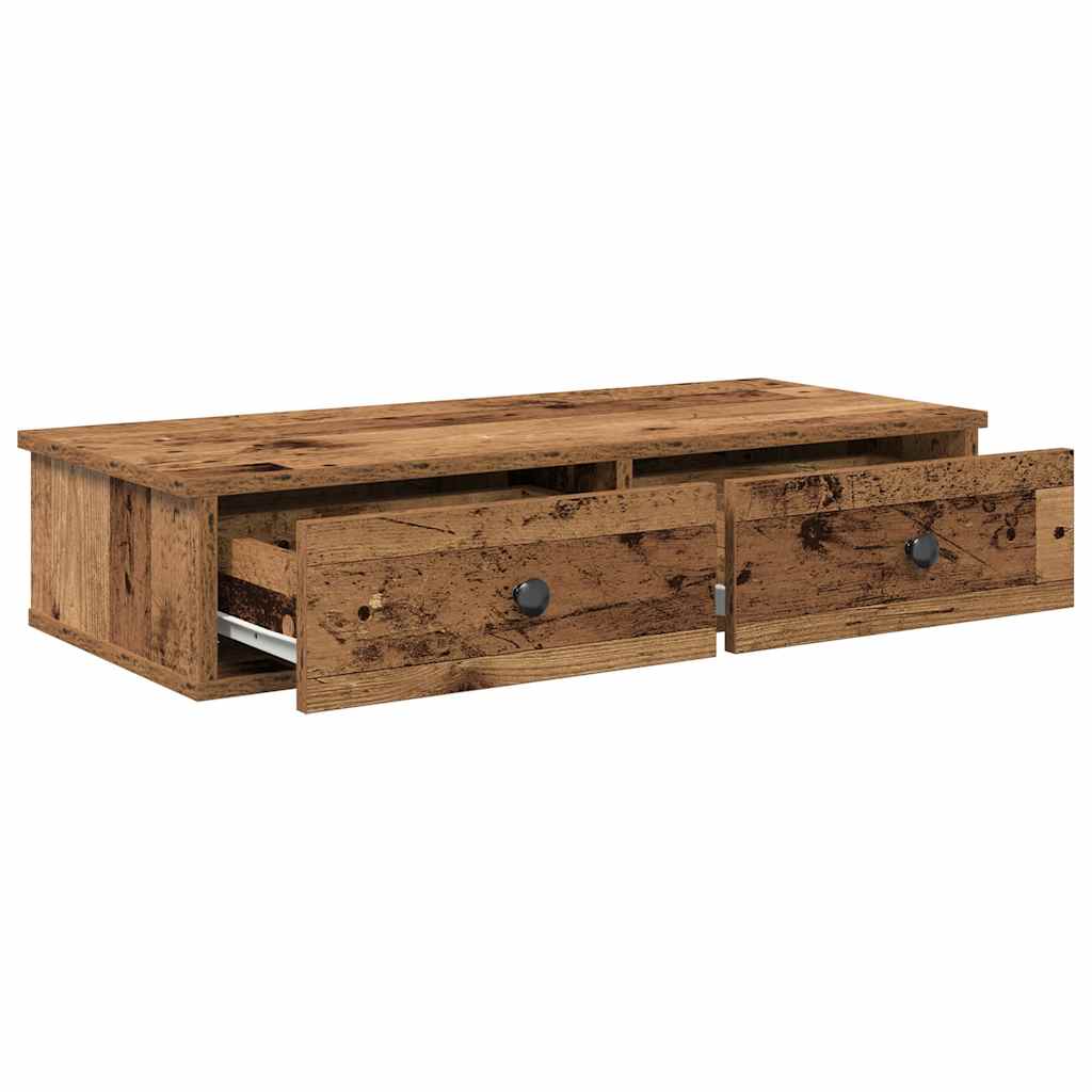 vidaXL Wall Shelf with Drawers Old Wood 80x31x17 cm Engineered Wood