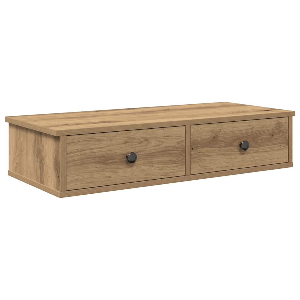 vidaXL Wall Shelf with Drawers Artisian Oak 80x31x17 cm Engineered Wood