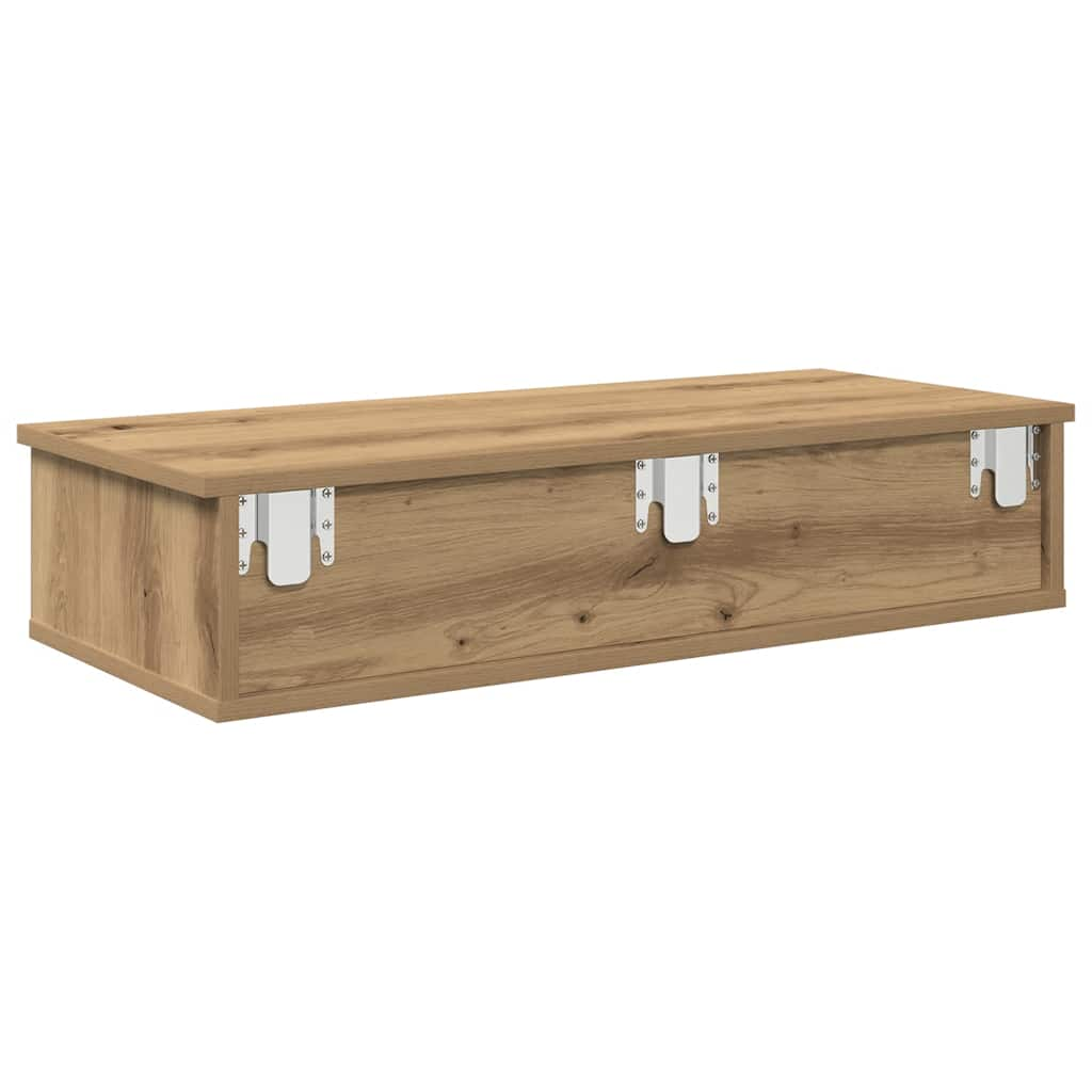 vidaXL Wall Shelf with Drawers Artisian Oak 80x31x17 cm Engineered Wood