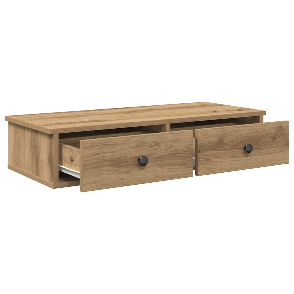 vidaXL Wall Shelf with Drawers Artisian Oak 80x31x17 cm Engineered Wood