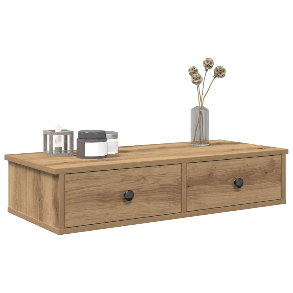 vidaXL Wall Shelf with Drawers Artisian Oak 80x31x17 cm Engineered Wood