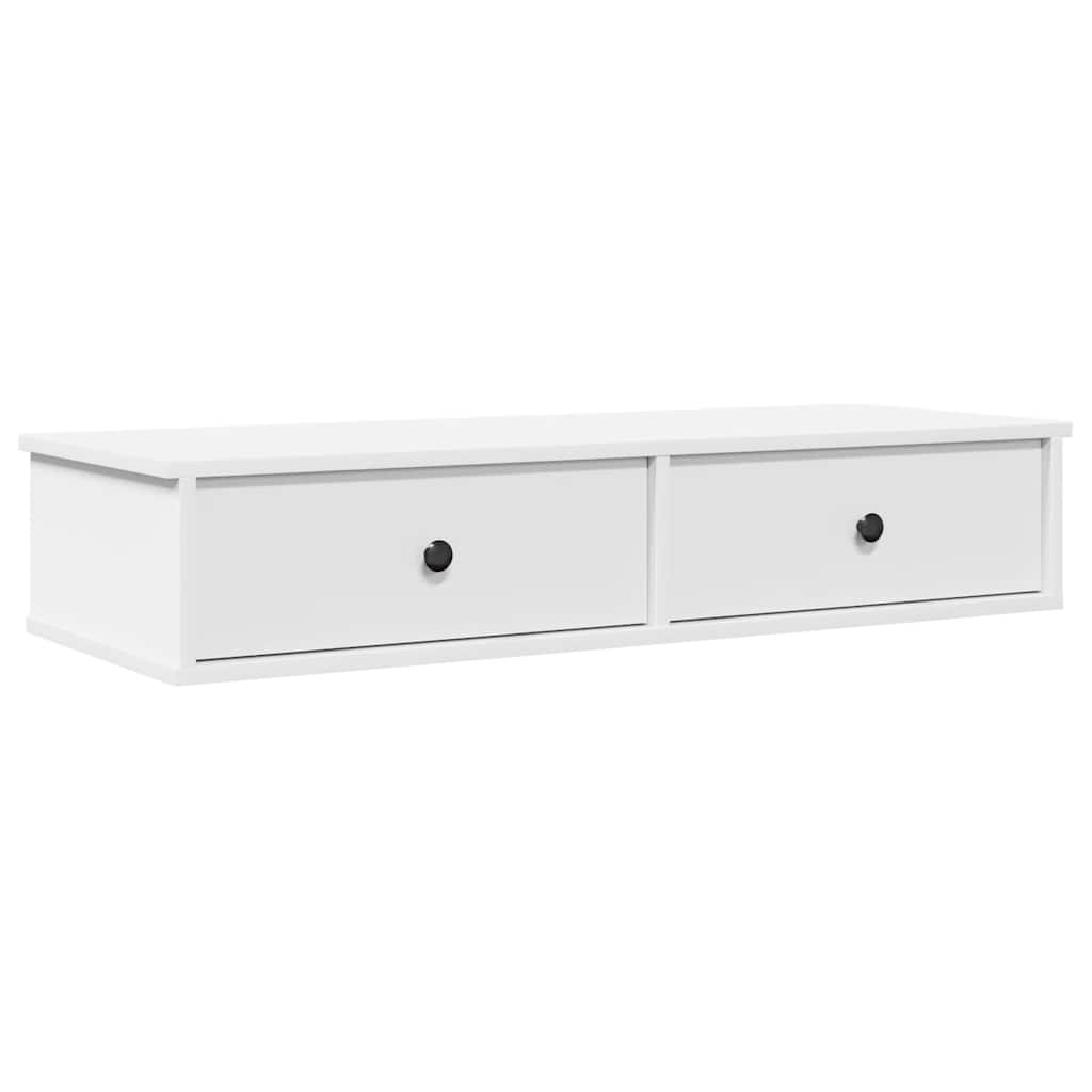 vidaXL Wall Shelf with Drawers White 100x37.5x19 cm Engineered Wood