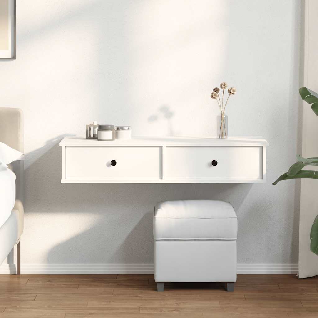 vidaXL Wall Shelf with Drawers White 100x37.5x19 cm Engineered Wood