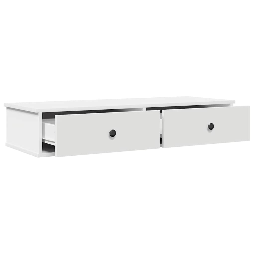 vidaXL Wall Shelf with Drawers White 100x37.5x19 cm Engineered Wood