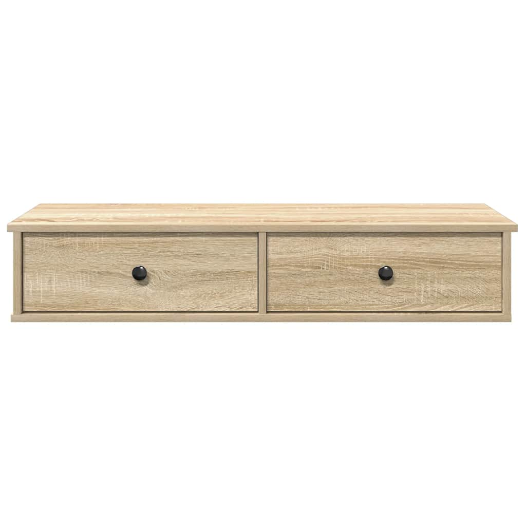 vidaXL Wall Shelf with Drawers Sonoma Oak 100x37.5x19 cm Engineered Wood