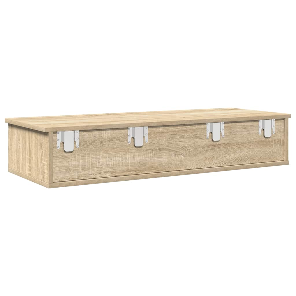 vidaXL Wall Shelf with Drawers Sonoma Oak 100x37.5x19 cm Engineered Wood