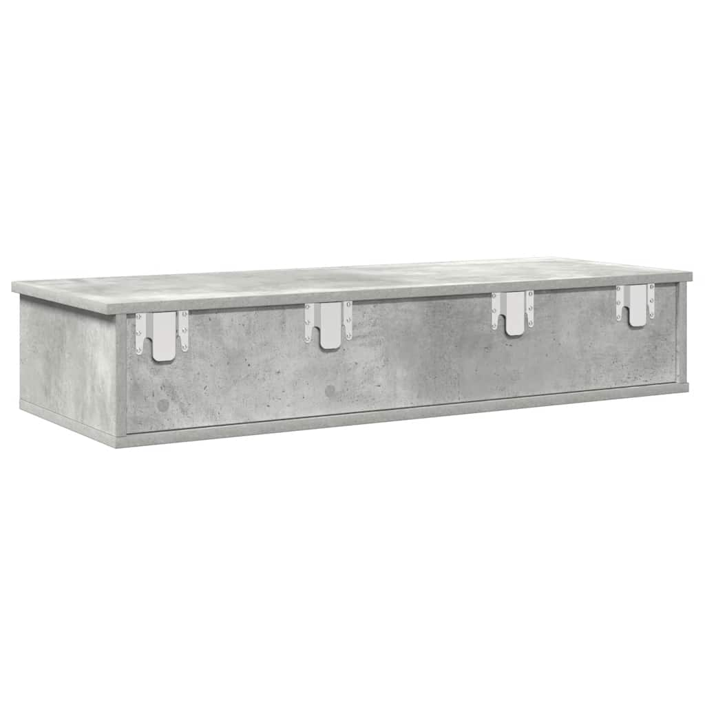 vidaXL Wall Shelf with Drawers Concrete Grey 100x37.5x19 cm Engineered Wood