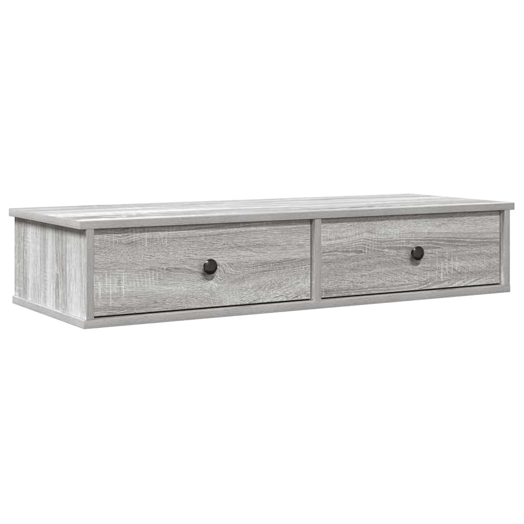 vidaXL Wall Shelf with Drawers Grey Sonoma 100x37.5x19 cm Engineered Wood