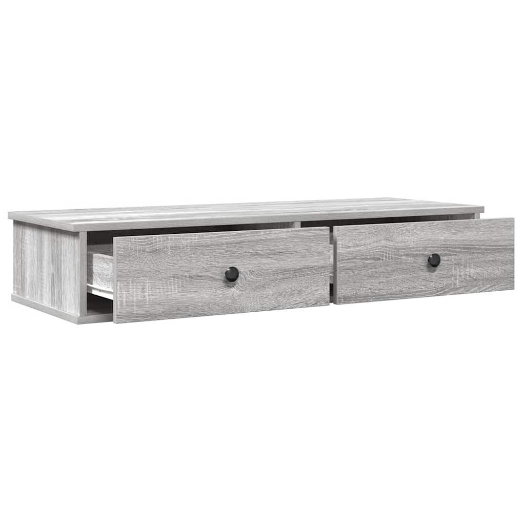 vidaXL Wall Shelf with Drawers Grey Sonoma 100x37.5x19 cm Engineered Wood