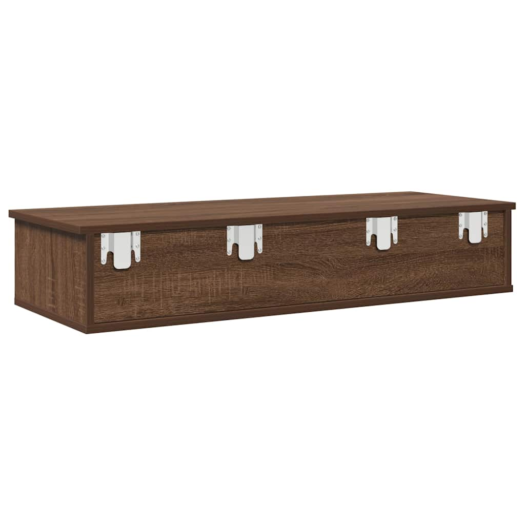 vidaXL Wall Shelf with Drawers Brown Oak 100x37.5x19 cm Engineered Wood