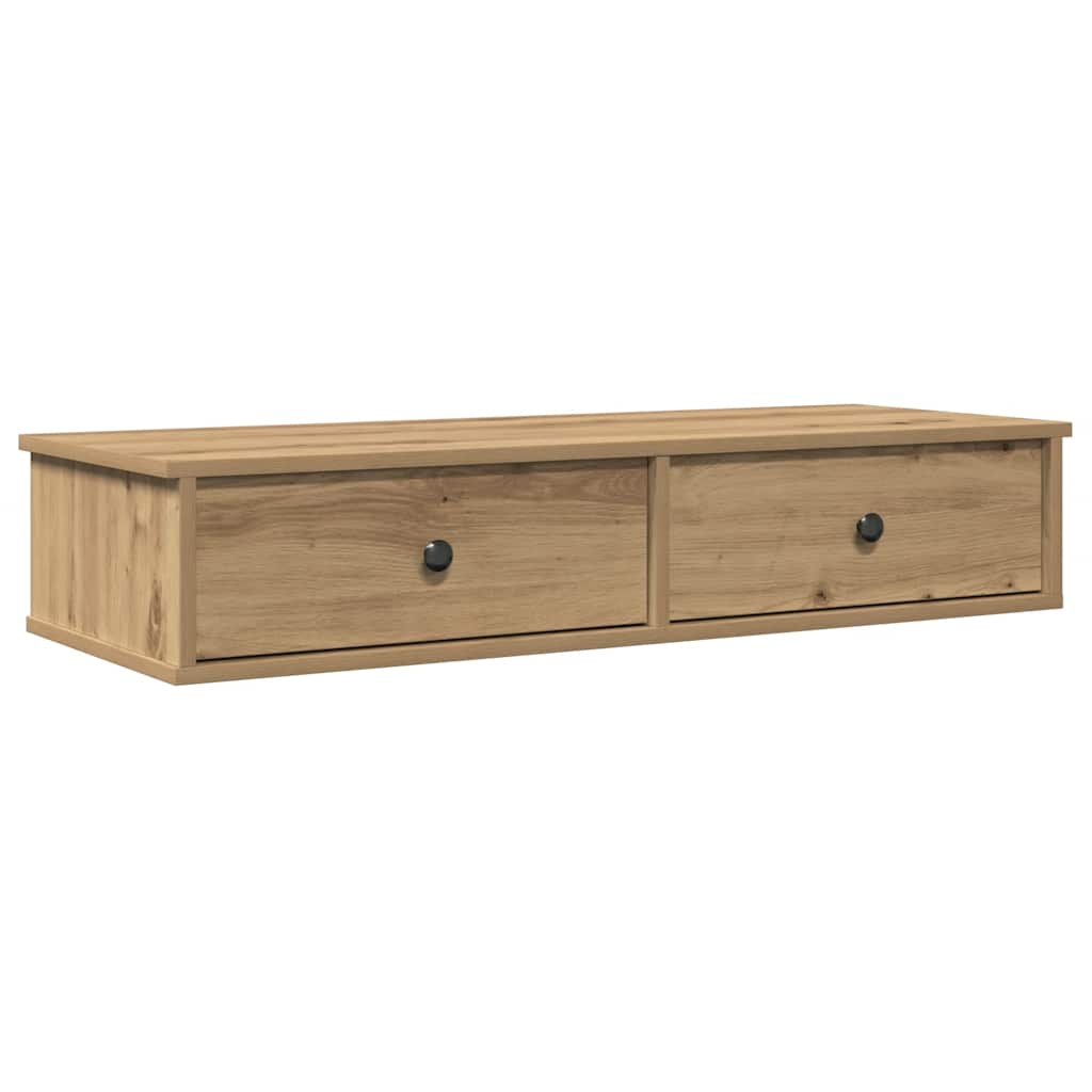 vidaXL Wall Shelf with Drawers Artisian Oak 100x37.5x19 cm Engineered Wood