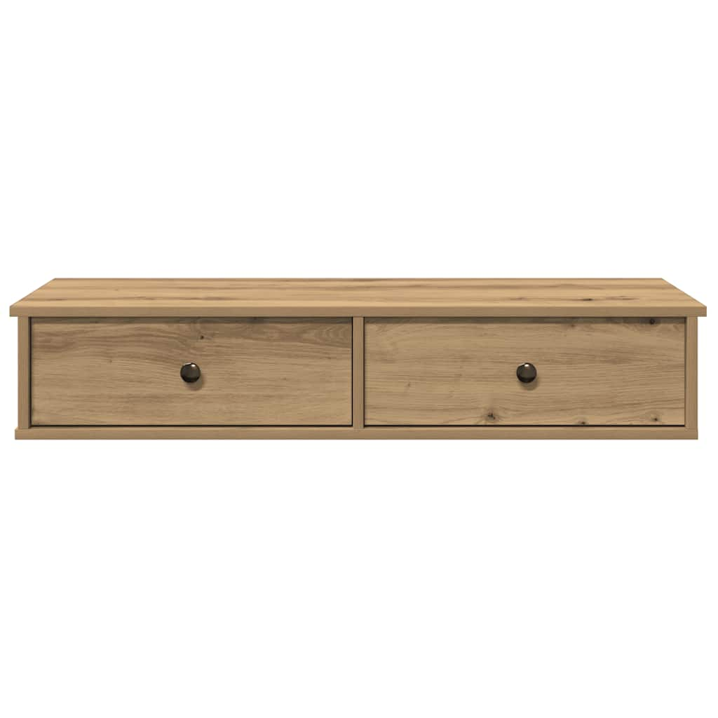 vidaXL Wall Shelf with Drawers Artisian Oak 100x37.5x19 cm Engineered Wood