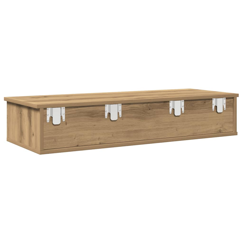 vidaXL Wall Shelf with Drawers Artisian Oak 100x37.5x19 cm Engineered Wood