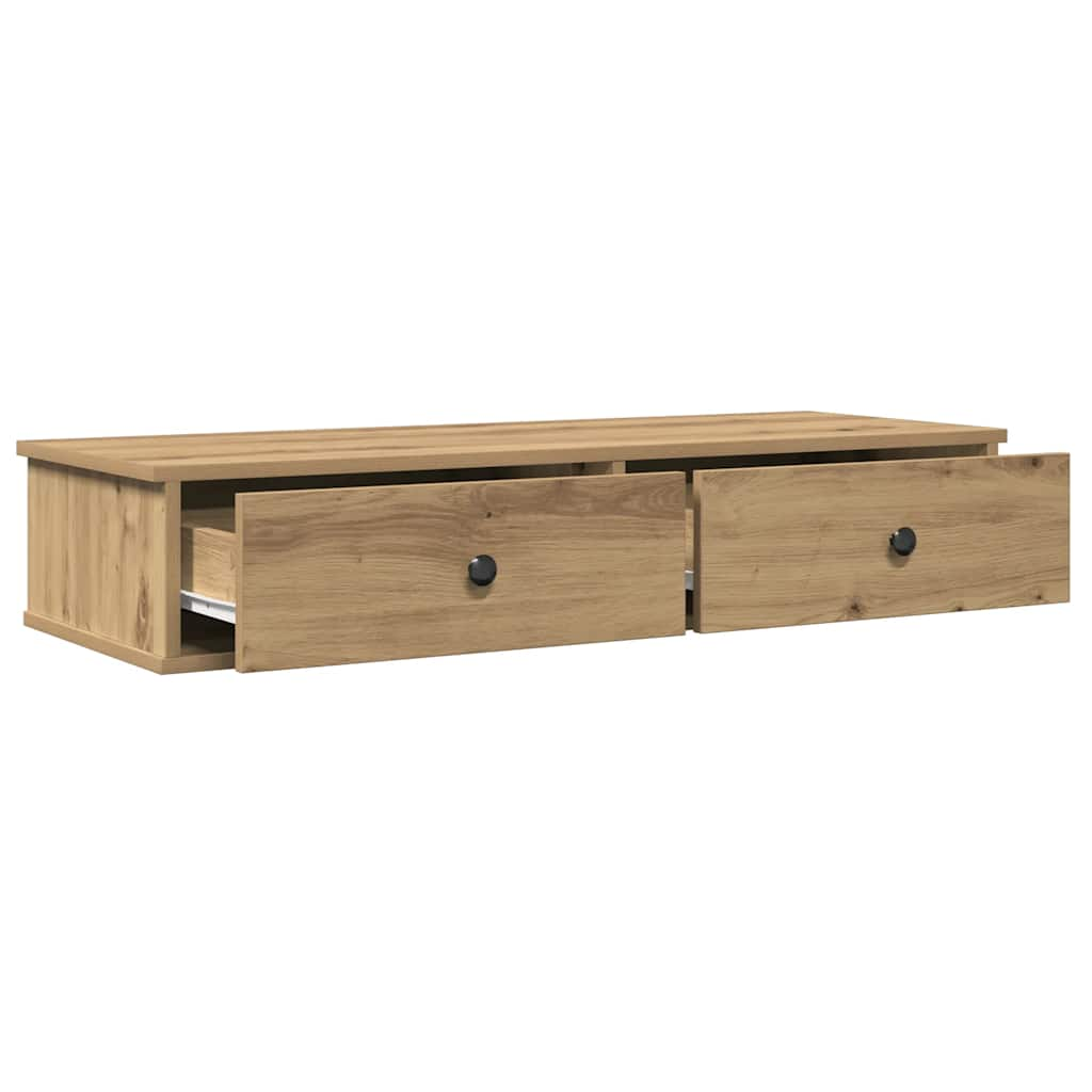 vidaXL Wall Shelf with Drawers Artisian Oak 100x37.5x19 cm Engineered Wood