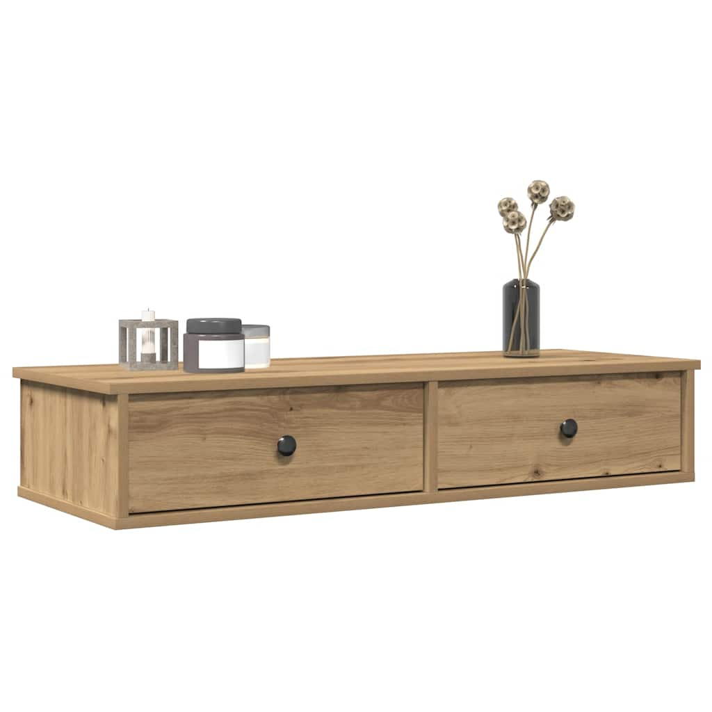 vidaXL Wall Shelf with Drawers Artisian Oak 100x37.5x19 cm Engineered Wood