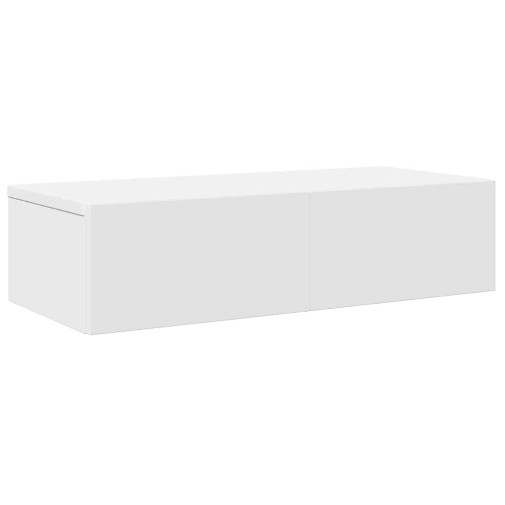 vidaXL Wall Shelf with Drawers White 60x26.5x15 cm Engineered Wood