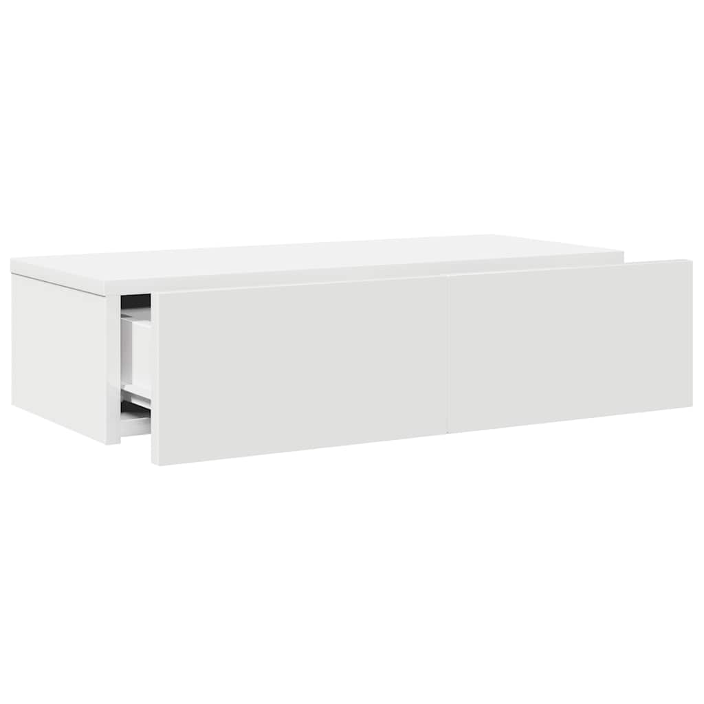 vidaXL Wall Shelf with Drawers White 60x26.5x15 cm Engineered Wood