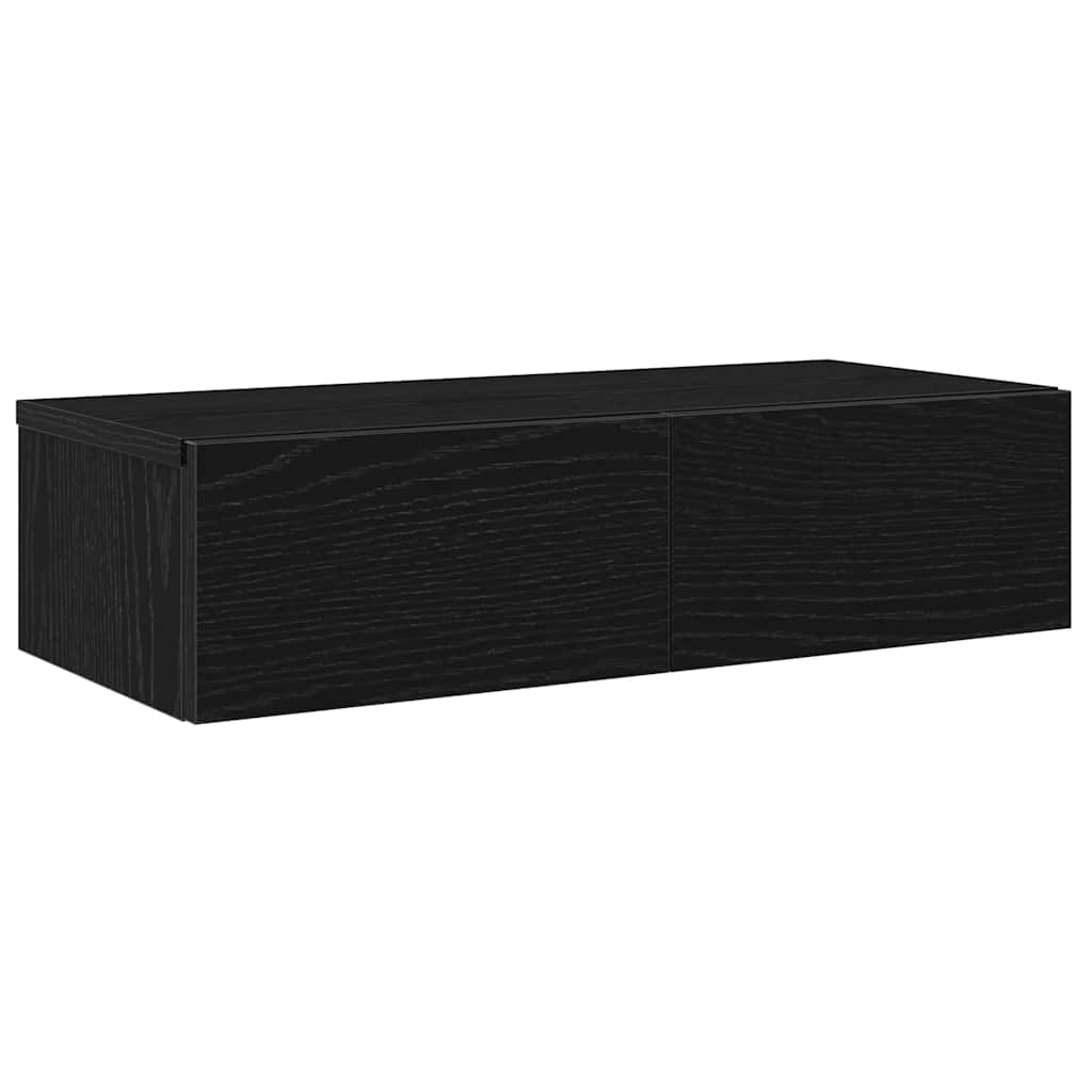 vidaXL Wall Shelf with Drawers Black 60x26.5x15 cm Engineered Wood