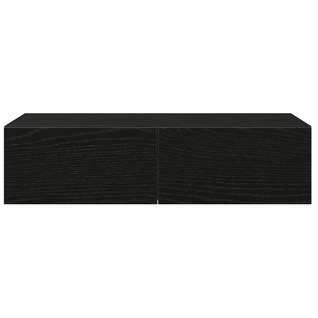 vidaXL Wall Shelf with Drawers Black 60x26.5x15 cm Engineered Wood