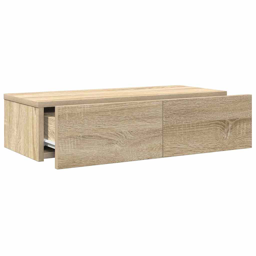 vidaXL Wall Shelf with Drawers Sonoma Oak 60x26.5x15 cm Engineered Wood