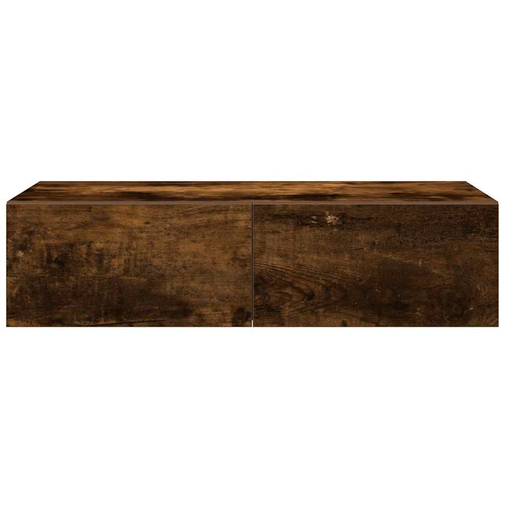 vidaXL Wall Shelf with Drawers Smoked Oak 60x26.5x15 cm Engineered Wood