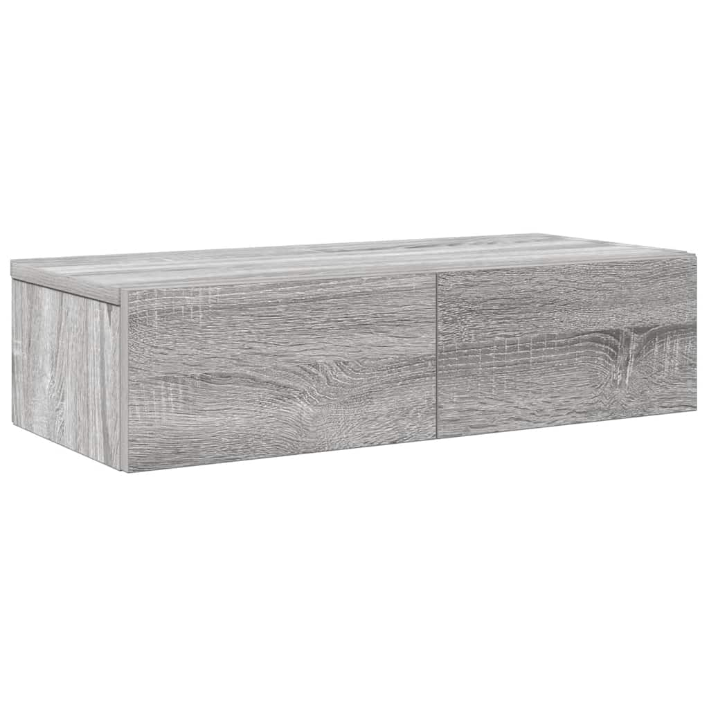 vidaXL Wall Shelf with Drawers Grey Sonoma 60x26.5x15 cm Engineered Wood