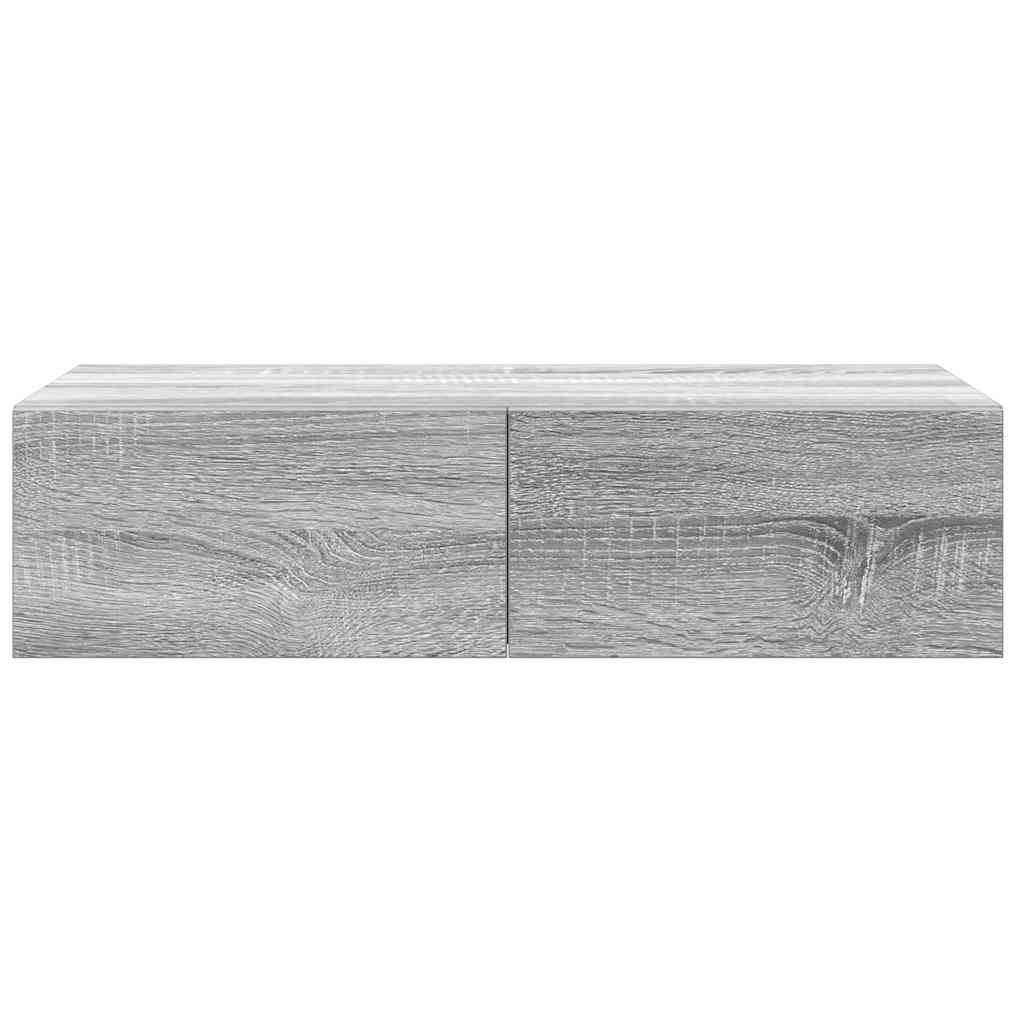 vidaXL Wall Shelf with Drawers Grey Sonoma 60x26.5x15 cm Engineered Wood