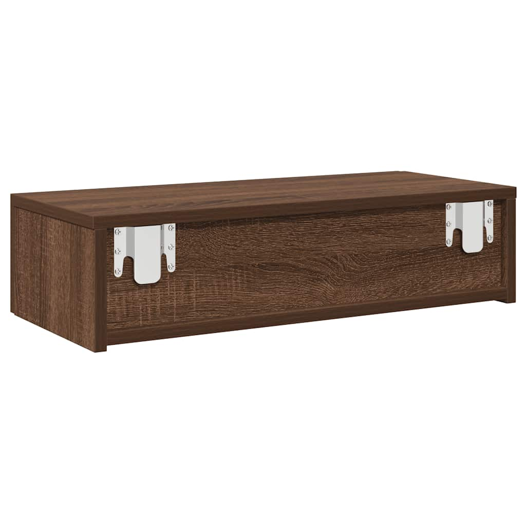 vidaXL Wall Shelf with Drawers Brown Oak 60x26.5x15 cm Engineered Wood