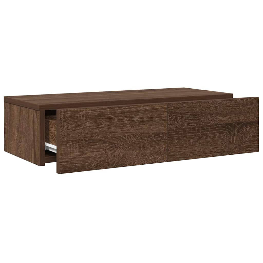 vidaXL Wall Shelf with Drawers Brown Oak 60x26.5x15 cm Engineered Wood